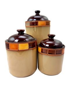 Casa Estebana 3 Piece Stoneware Storage Canister Container Jar Set