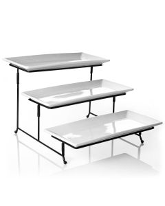 Gibson Elite Gracious Dining 3-Tiered Plate Set with Metal Stand