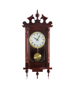 Bedford Clock Collection Classic 31 Inch Chiming Pendulum Wall Clock in Cherry Oak Finish