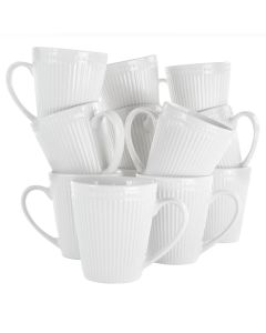 Elama Madeline 12 Piece Porcelain Mug Set in White