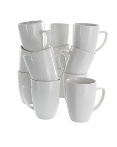 Elama Riley 12 Piece 12 Ounce Porcelain Mug Set in White