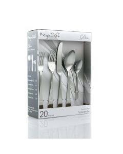MegaChef Gibbous 20 Piece Flatware Utensil Set, Stainless Steel Silverware Metal Service for 4 in Matte Silver