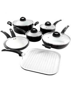 Oster Herstal 11 Piece Aluminum Cookware Set in Black