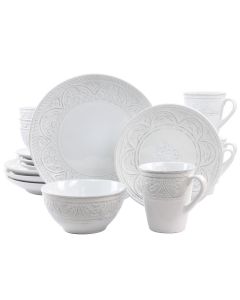 Gibson Elite Juneau 16 Piece Stoneware Dinnerware Set in White