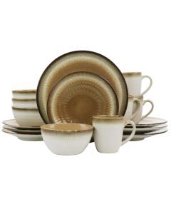 Gibson Elite Moonstruck 16 Piece Ceramic Dinnerware Set in Brown