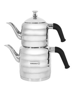 Korkmaz Mina Maxi Stainless Steel 1.1 Liter Tea Pot and 2.0 Liter Kettle Set