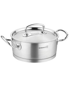 Korkmaz Proline Professional Series 2.8 Liter Stainless Steel Low Casserole with Lid in Silver