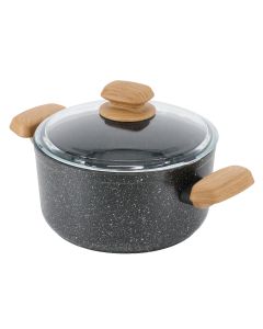 Korkmaz Montana 2 Piece 5 Liter Aluminum Nonstick Casserole Dish with Lid and Faux Wood Handles