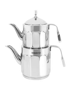 Korkmaz Nostaljia Maxi Stainless Steel 1.2 Liter Tea Pot and 2.2 Liter Kettle Set