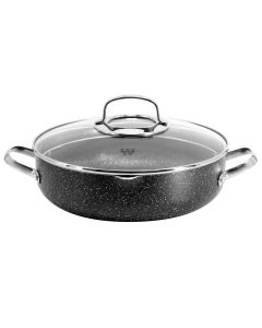 Korkmaz Galaksi Non Stick 10 Inch 3.5 Liter Low Casserole with Lid in Black