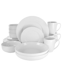 Elama Maisy 18 Piece Round Porcelain Dinnerware Set in White