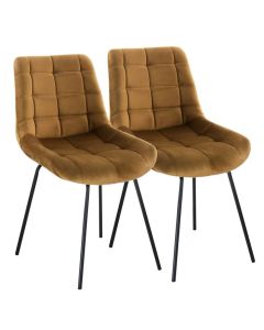 Elama 2 Piece Tufted Accent Chair in Brown with Metal Legs