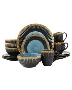 Elama Tavilla 16 Piece Round Stoneware Dinnerware Set in Multi Color