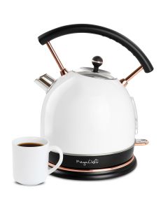 MegaChef 1.8 Liter Half Circle Electric Tea Kettle in White