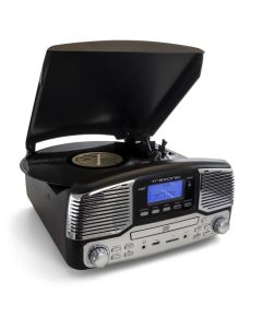 Refurbished Trexonic Retro Wireless Bluetooth, Record and CD Player in Black
